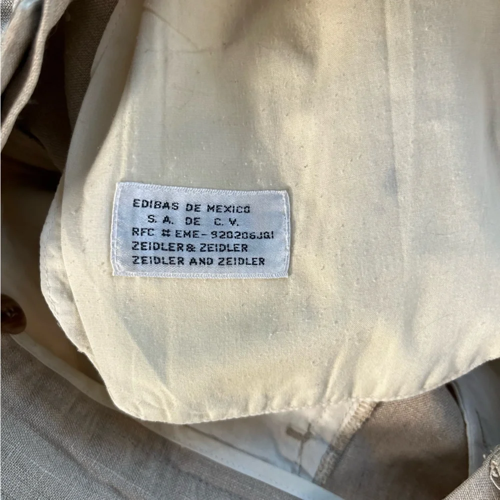 Zeidler and Zeidler 100 Linen Pants Mens 34 Long Pleated Front High Waisted Pant